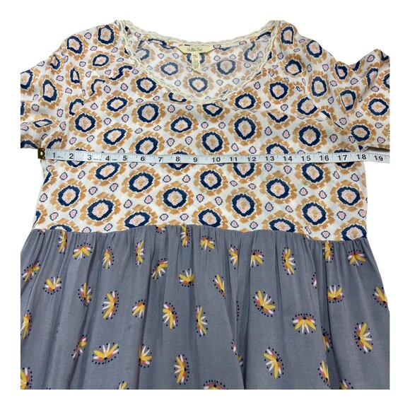 Matilda Jane Dress Womens M Multi Patterned Tiered Midi Lace Trim Boho Hippie - Picture 6 of 7